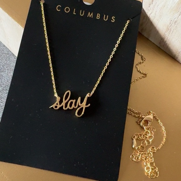 Slay script gold plated necklace - Picture 2 of 6